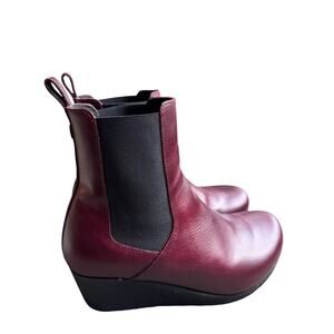 Papillio by Birkenstock Ebba Slip On Leather Bootie Burgundy Sz 10